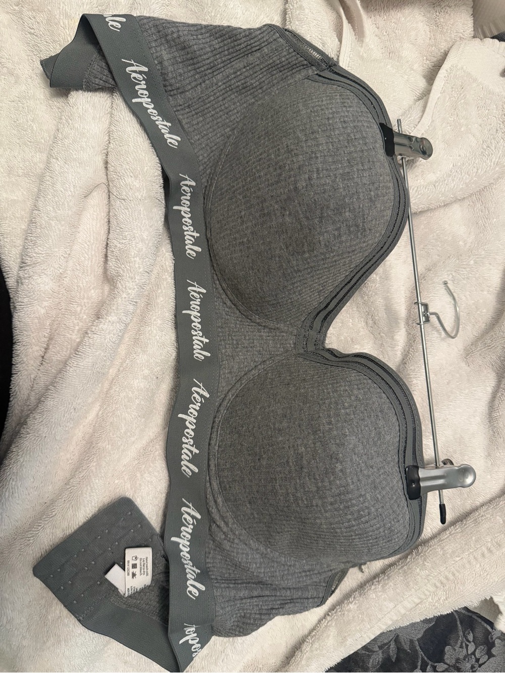 Aeropostale Heather Gray Padded Seamless Bra with Logo Band